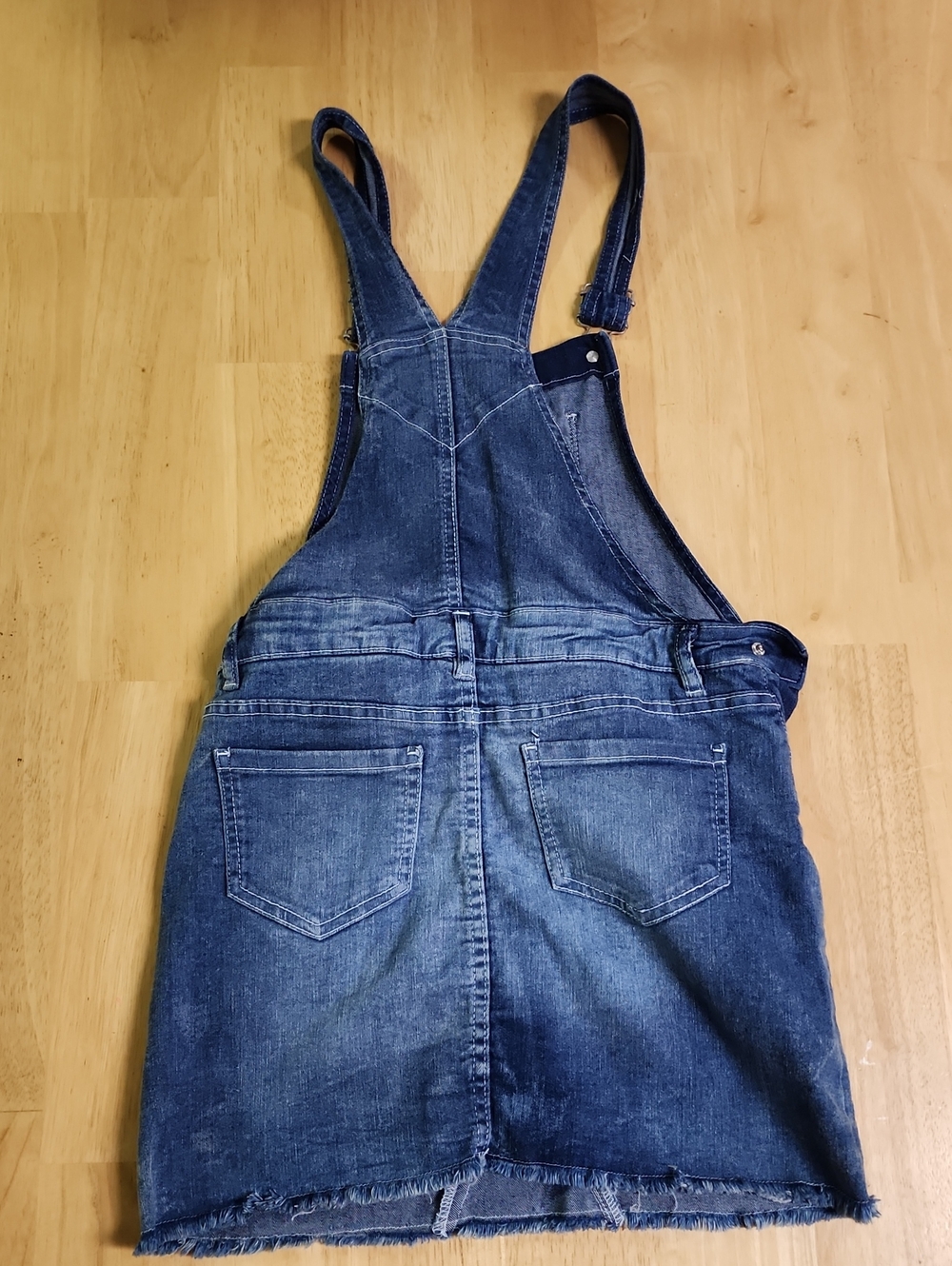 Vanilla Star Girls Denim Overall Skort Frayed Hem Skirtall Sz Youth 12 Blue EUC - Picture 2 of 10
